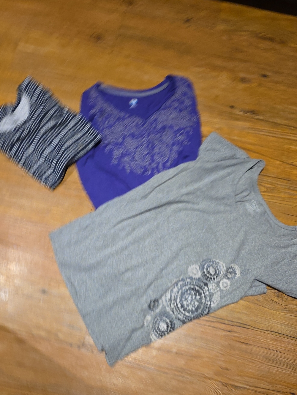 Women's Purple Graphic Tee and Gray Printed Top - Pack